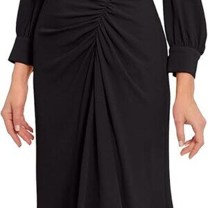 Women's Long Sleeve Catalina Crepe Dress Workwear Event Guest of Wedding